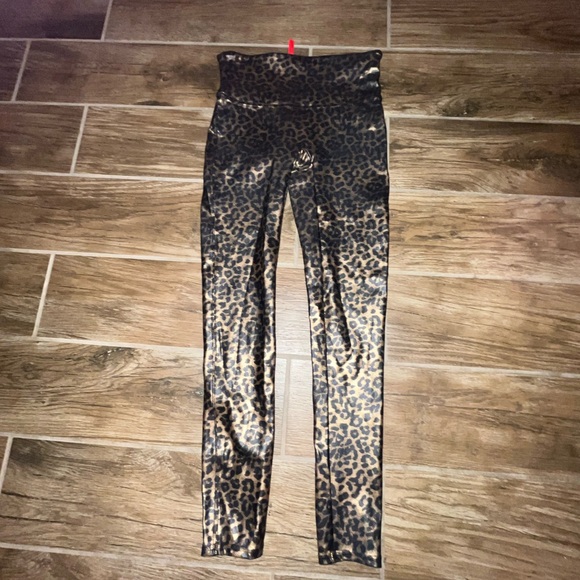 Spanx Faux Leather Metallic Leopard Print Leggings - Picture 3 of 5